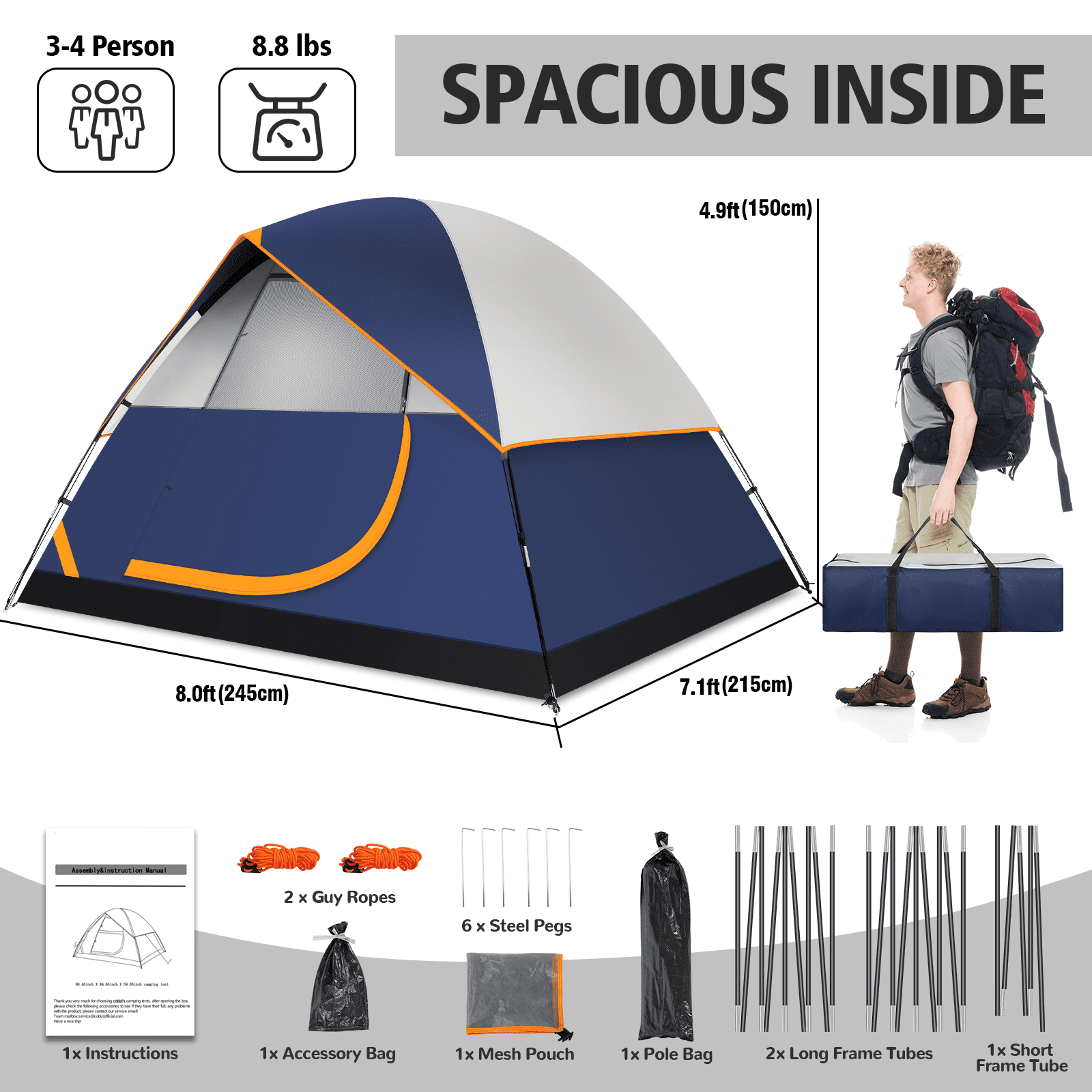 SANOPY Tent 4 Person Tent Easy Setup Camping Tent with Waterproof Rainfly, Windproof Design & Mesh Ventilation for Family, Hiking, Beach, and Travel - Image 17