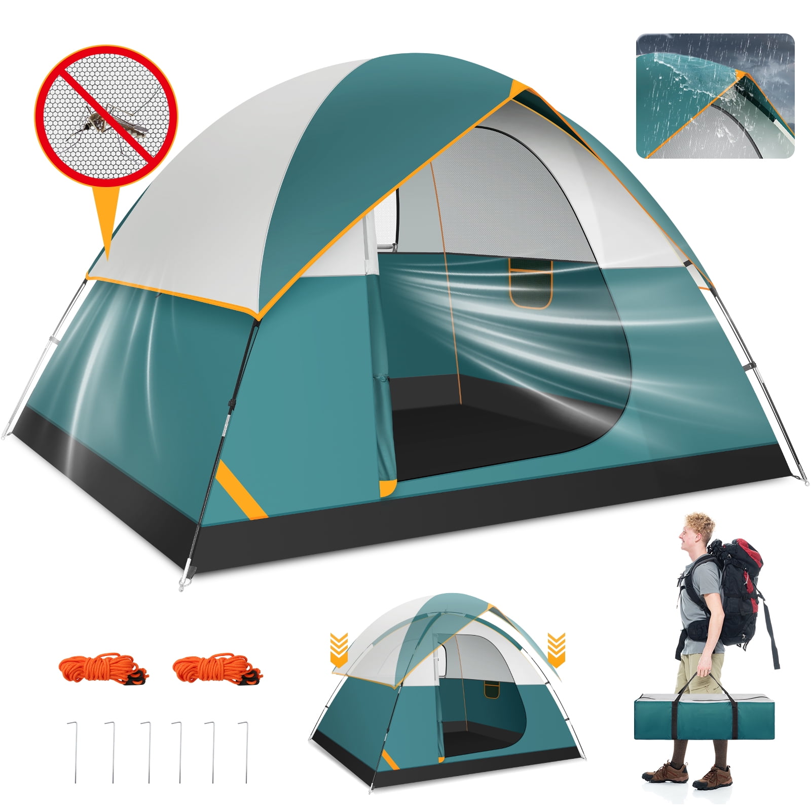 SANOPY Tent 4 Person Tent Easy Setup Camping Tent with Waterproof Rainfly, Windproof Design & Mesh Ventilation for Family, Hiking, Beach, and Travel - Image 20