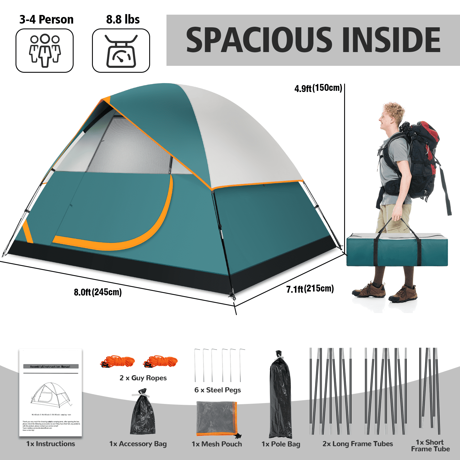 SANOPY Tent 4 Person Tent Easy Setup Camping Tent with Waterproof Rainfly, Windproof Design & Mesh Ventilation for Family, Hiking, Beach, and Travel - Image 27