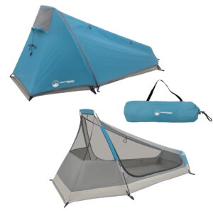 Wakeman Outdoors Single Person Tent - 1 Person Camping Tent with Rainfly and Bag, Blue