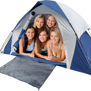 XL Tent 6 Person Dome Camping Tent, Double Layer Waterproof, Removable Rain Fly, for Outdoor Hiking, Fishing (6 People Blue)