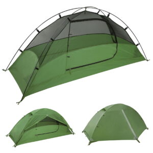 Tesleader Lightweight 1-Person Backpacking Tent, 3 Season Ultralight Waterproof Camping Tent, Green