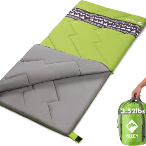 Camping Sleeping Bag with Compression Sack, Lightweight 3-Season Sleeping Bag for Adults & Kids, for Hiking, Backpacking, Spring Summer Fall Use