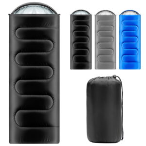 OHHANI Sleeping Bag for Adults Lightweight Backpacking, Comfort 40°F to 77°F, 87" x 30" Suitable for Camping, Hiking, Travel, Black