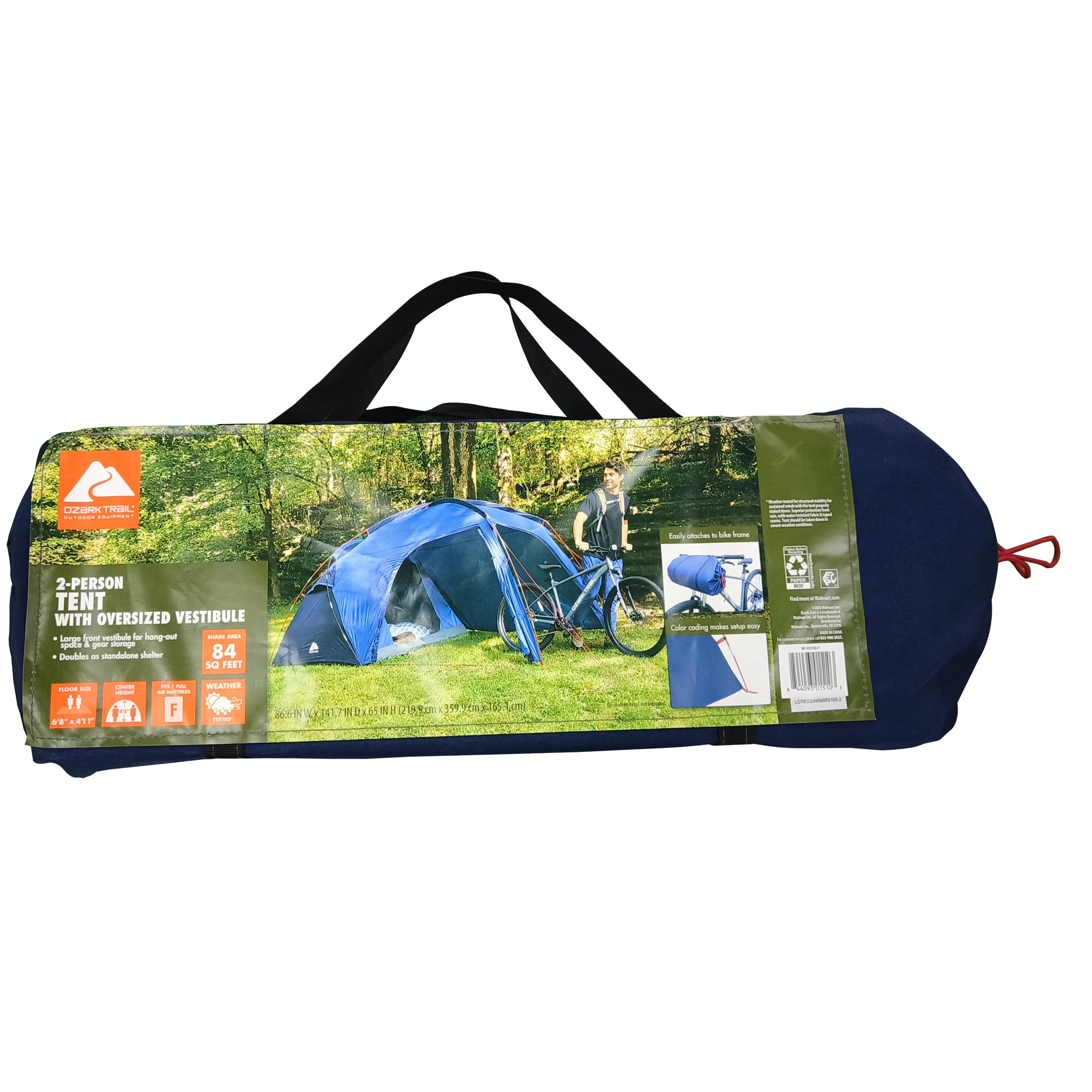 Ozark Trail 2-Person Tent with Oversized Vestibule, Blue - Image 2