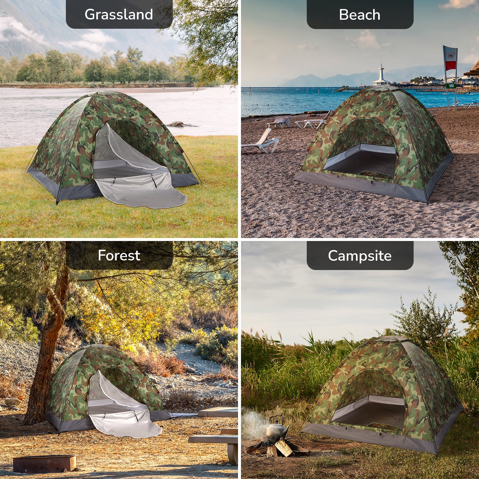 Zimtown 3-4 Person Camping Tent Dome Camouflage w/ Carrying Bag Camouflage - Image 5