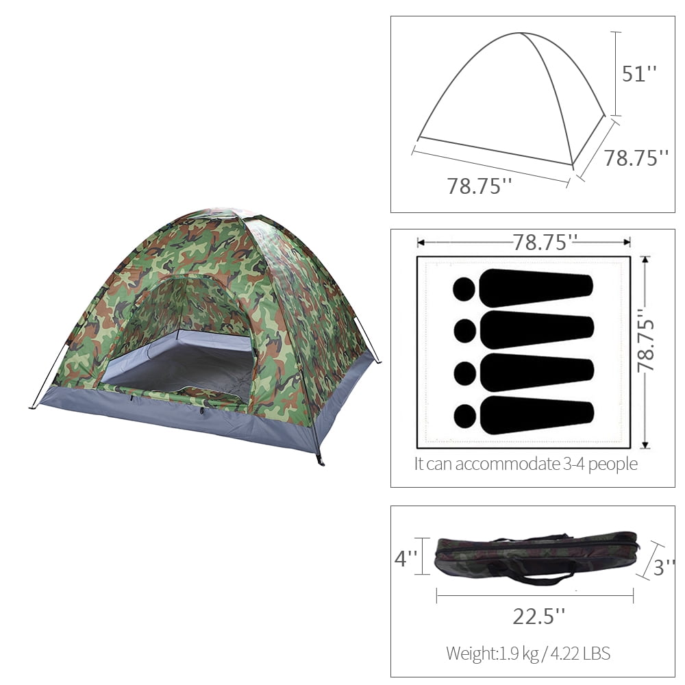 Zimtown 3-4 Person Camping Tent Dome Camouflage w/ Carrying Bag Camouflage - Image 6