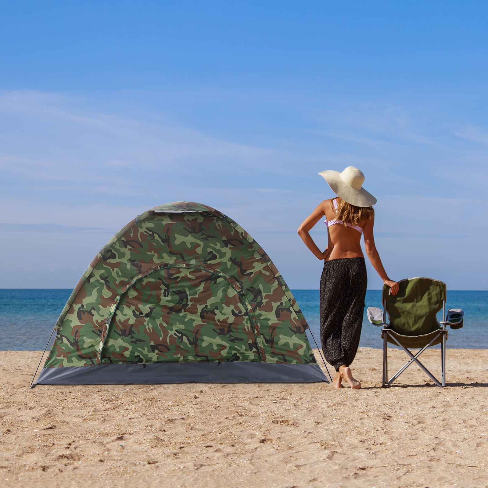 Zimtown 3-4 Person Camping Tent Dome Camouflage w/ Carrying Bag Camouflage - Image 7