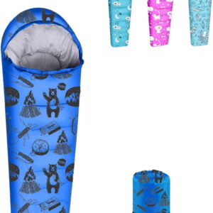 KidzAdventure 32 - 59°F Mummy Youth Sleeping Bag - Blue Adventure Theme
