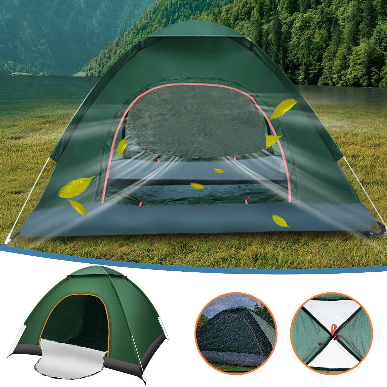 Camping Tents Instant Set Up,2 Person Camping Tent with Rain Fly and Carrying Bag,Outdoor Tent for Backpacking,Hiking,Outdoors,Automatic Quadrangle Tent with Easy Setup 1 Door and 1 Skylight - Image 5