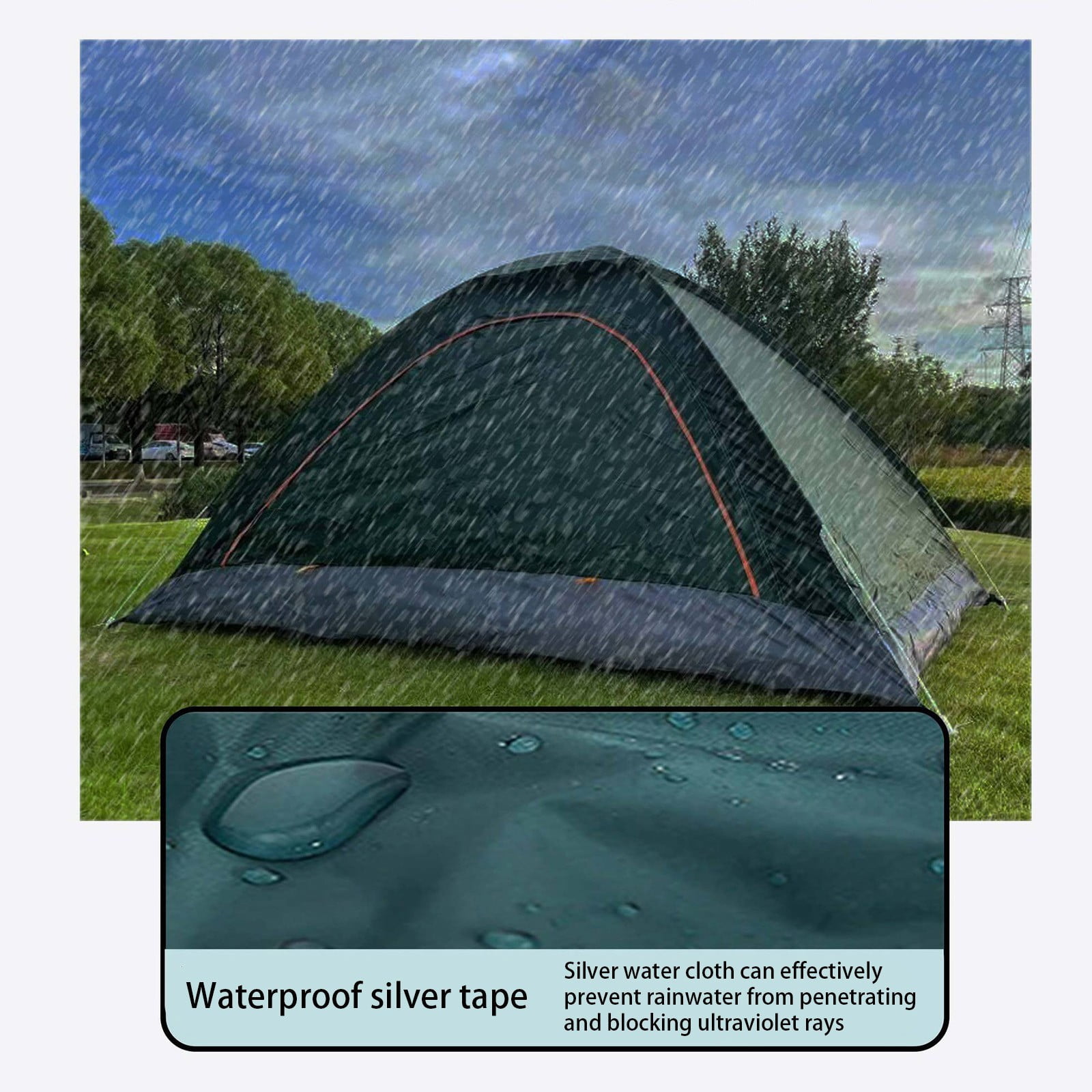 Camping Tents Instant Set Up,2 Person Camping Tent with Rain Fly and Carrying Bag,Outdoor Tent for Backpacking,Hiking,Outdoors,Automatic Quadrangle Tent with Easy Setup 1 Door and 1 Skylight - Image 6