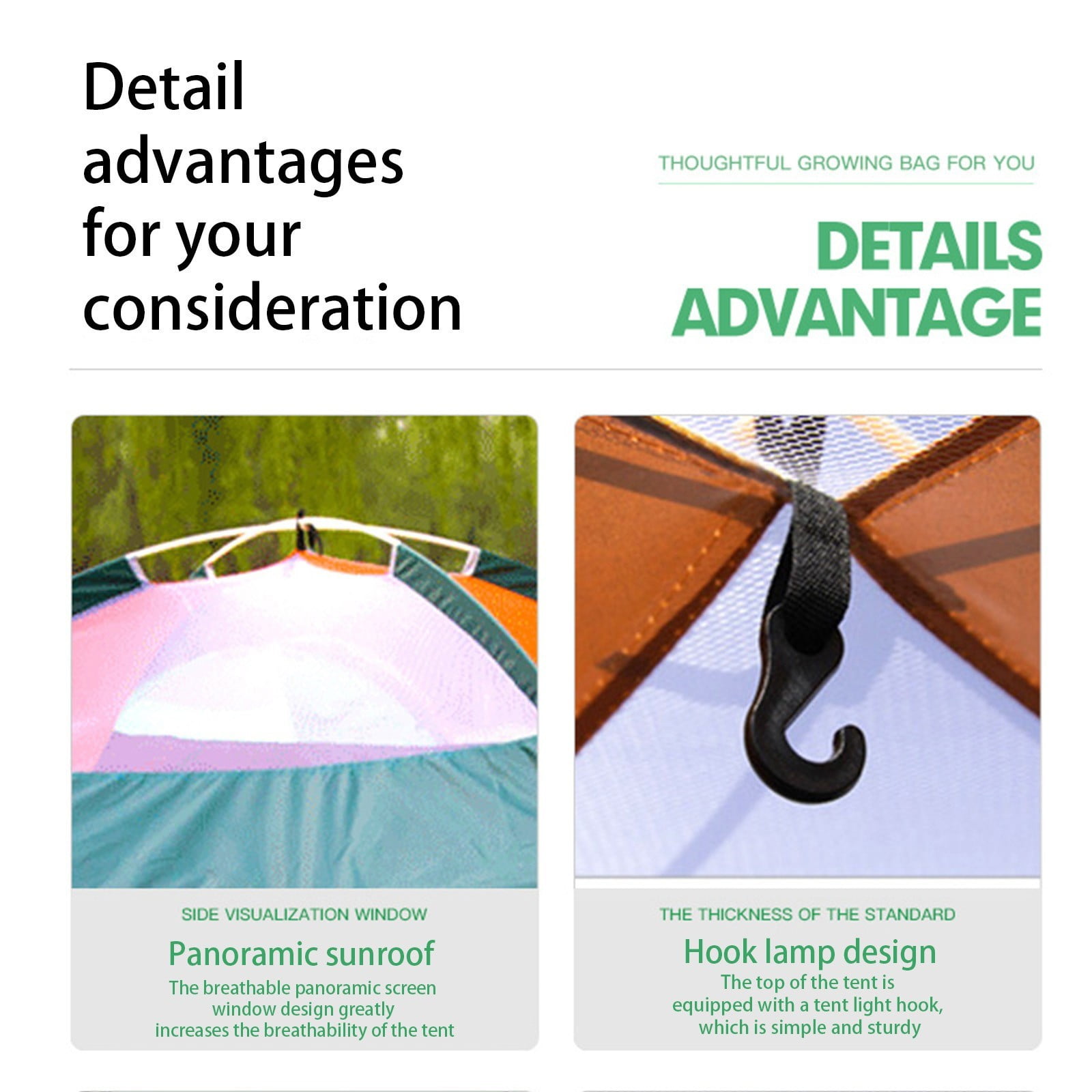 Camping Tents Instant Set Up,2 Person Camping Tent with Rain Fly and Carrying Bag,Outdoor Tent for Backpacking,Hiking,Outdoors,Automatic Quadrangle Tent with Easy Setup 1 Door and 1 Skylight - Image 9