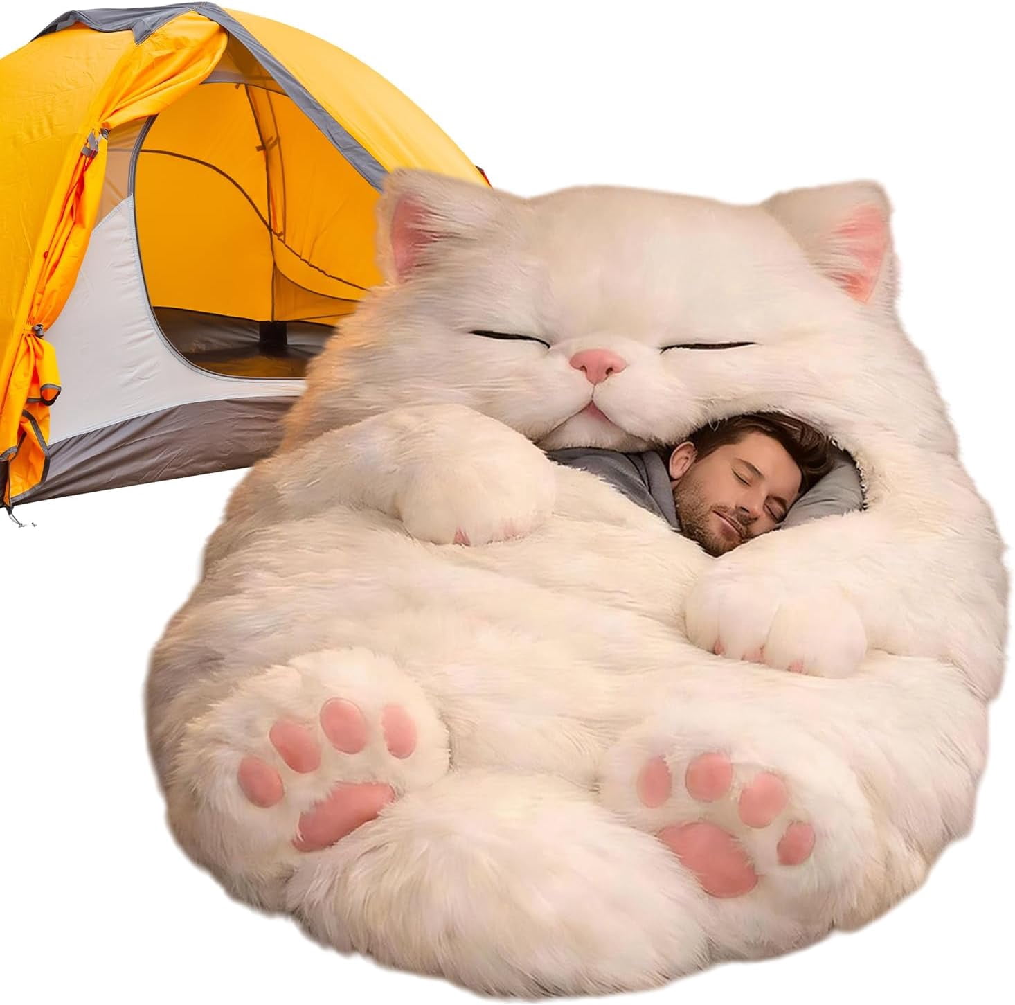 Cozy Cat-Shaped Sleeping Bag for Adults - Washable Plush Blanket with Envelope Style, Ideal for Indoor/Outdoor Use, Home, Camping, and Travel - Image 9