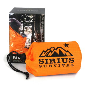 Sirius Survival Bivvy Bag Emergency Sleeping Bag - Lightweight &amp; Compact - Waterproof, Thermal, Emergency Blanket - Mylar Sleeping Bag Bivy Sack in Drawstring Sack - Orange
