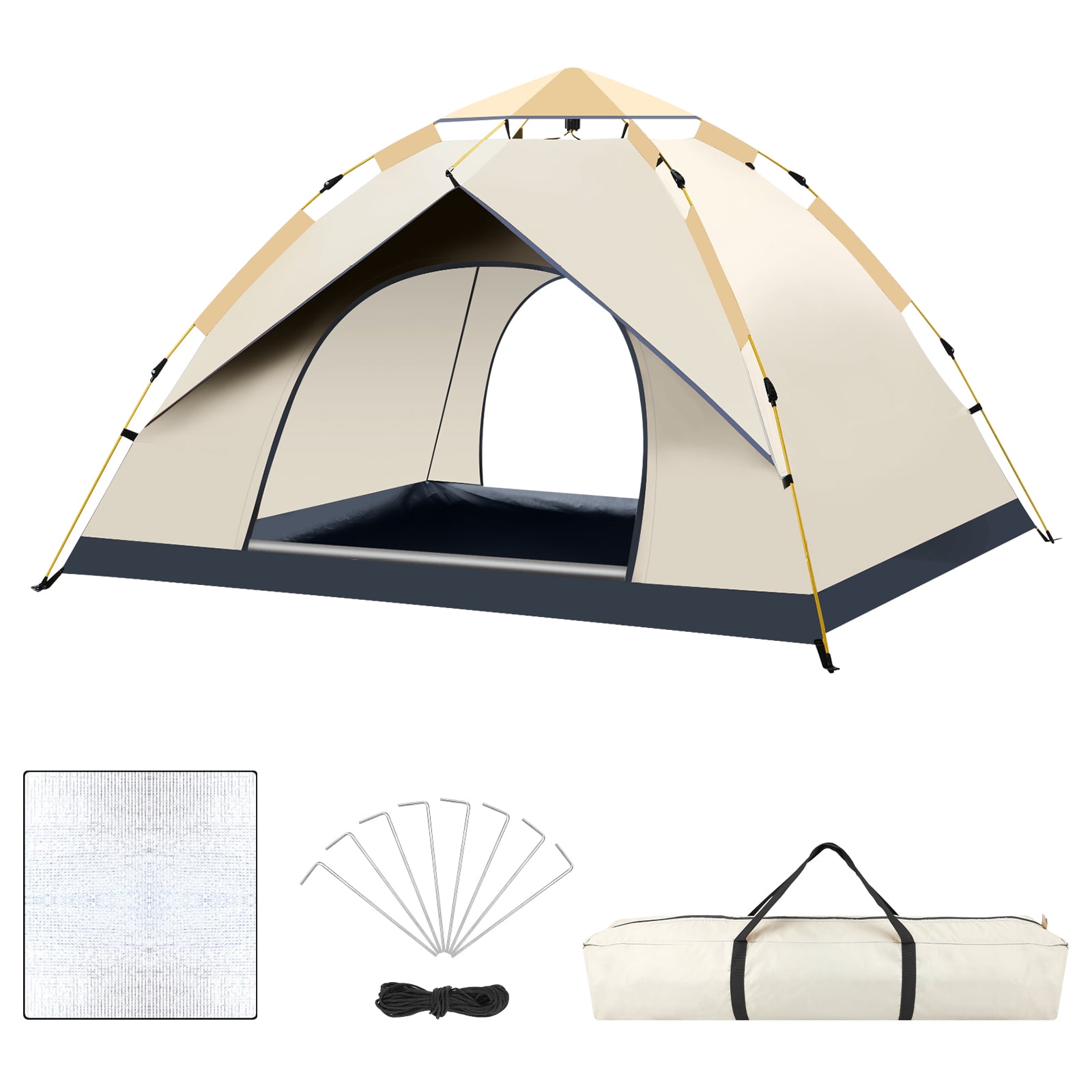 SAN LIKE Camping Tent 3/4 Person Tents for Family Camp Tent Waterproof Outdoor for Backpacking Hiking Easy Setup with Storage Bag,8 Ground ding,4 Windproof Rope(Green with Doors No Windows) - Image 14