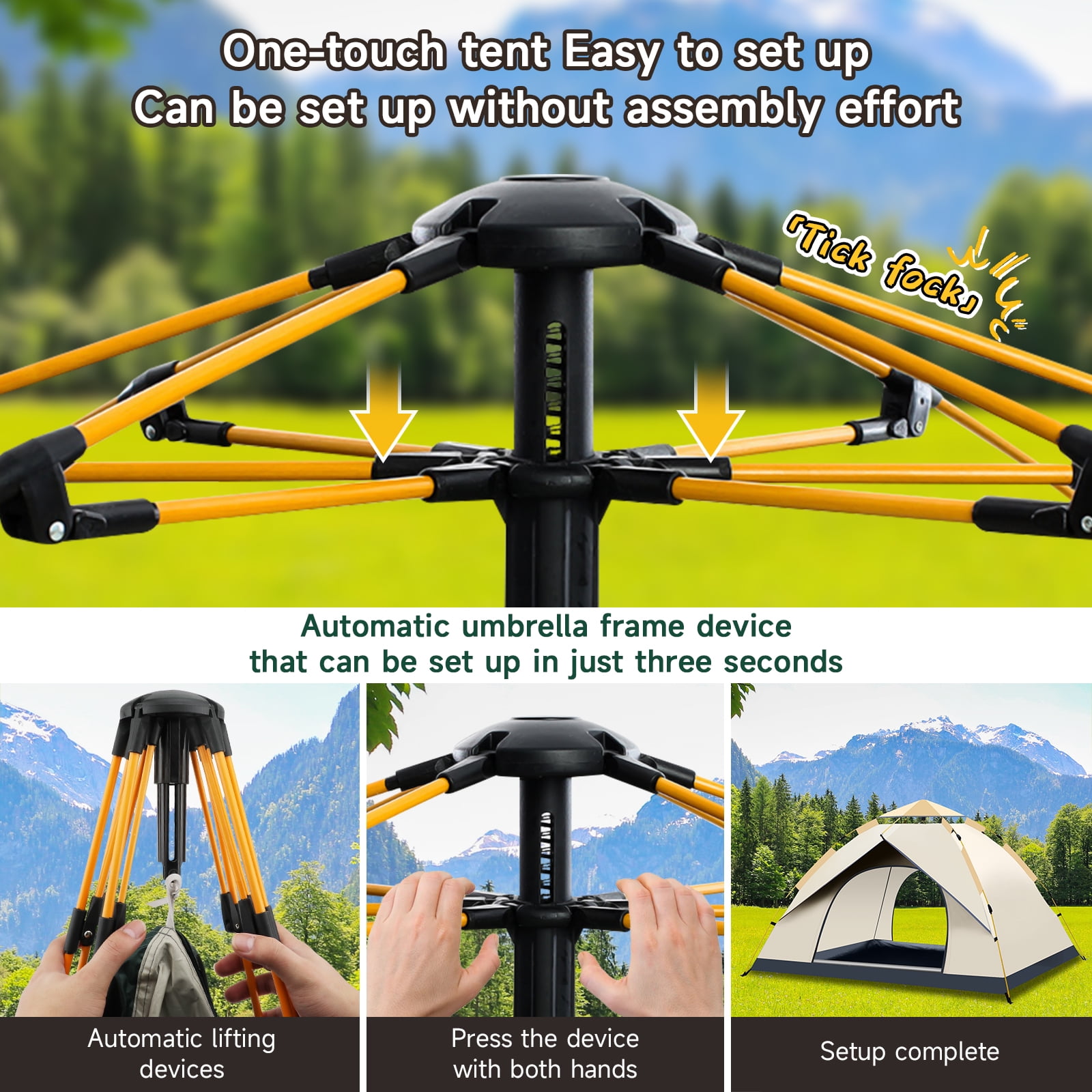 SAN LIKE Camping Tent 3/4 Person Tents for Family Camp Tent Waterproof Outdoor for Backpacking Hiking Easy Setup with Storage Bag,8 Ground ding,4 Windproof Rope(Green with Doors No Windows) - Image 17