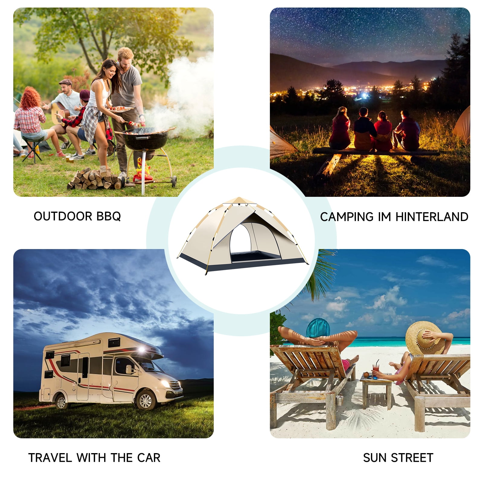 SAN LIKE Camping Tent 3/4 Person Tents for Family Camp Tent Waterproof Outdoor for Backpacking Hiking Easy Setup with Storage Bag,8 Ground ding,4 Windproof Rope(Green with Doors No Windows) - Image 19