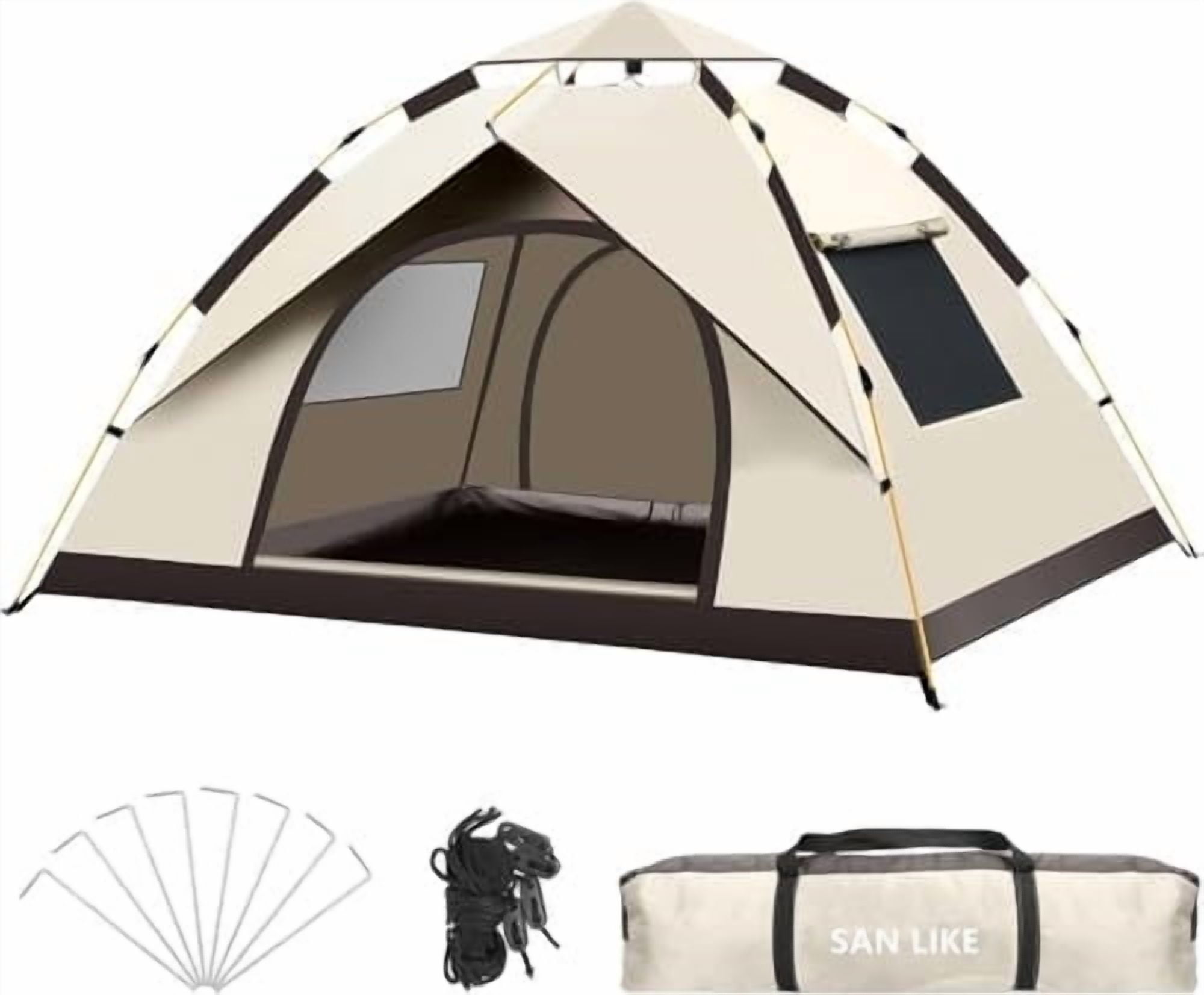 SAN LIKE Camping Tent 3/4 Person Tents for Family Camp Tent Waterproof Outdoor for Backpacking Hiking Easy Setup with Storage Bag,8 Ground ding,4 Windproof Rope(Green with Doors No Windows) - Image 20