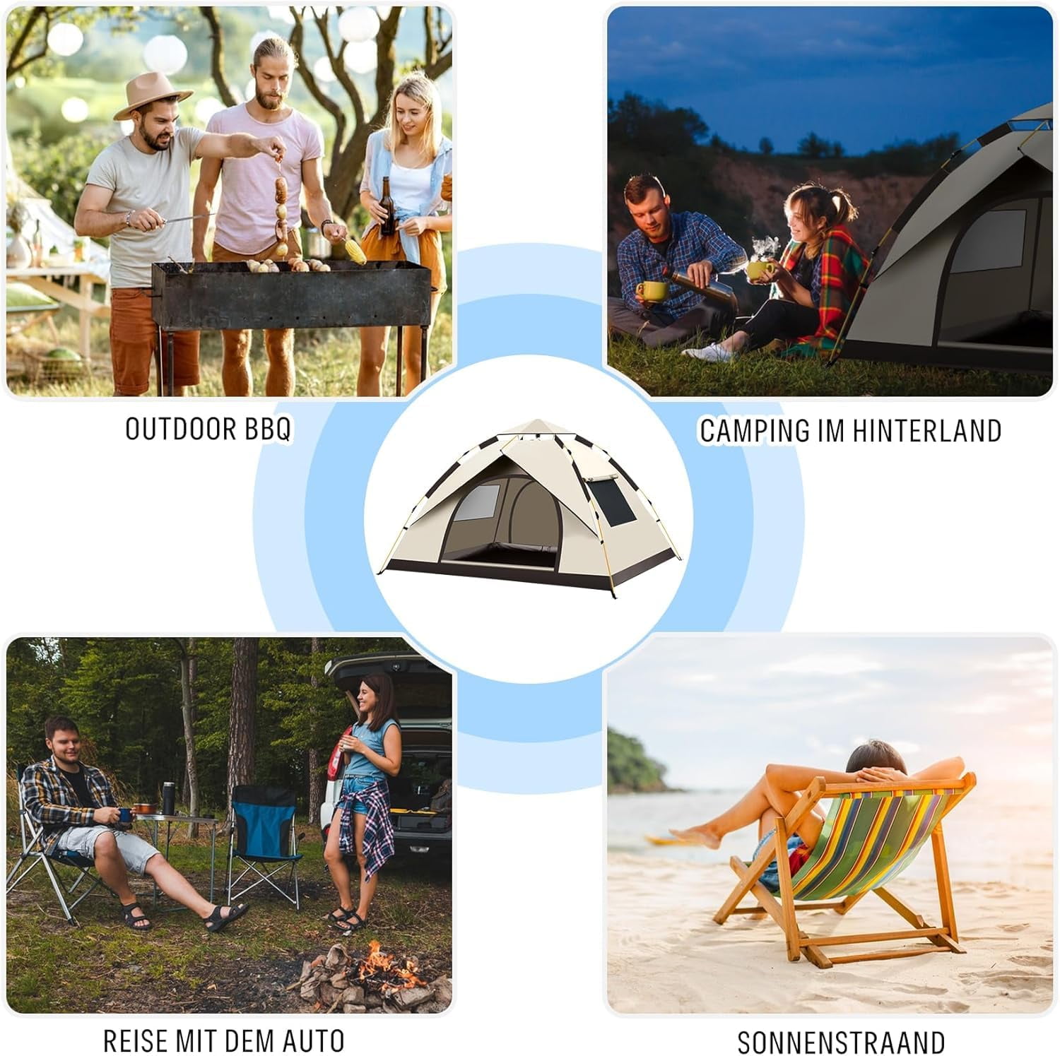 SAN LIKE Camping Tent 3/4 Person Tents for Family Camp Tent Waterproof Outdoor for Backpacking Hiking Easy Setup with Storage Bag,8 Ground ding,4 Windproof Rope(Green with Doors No Windows) - Image 27