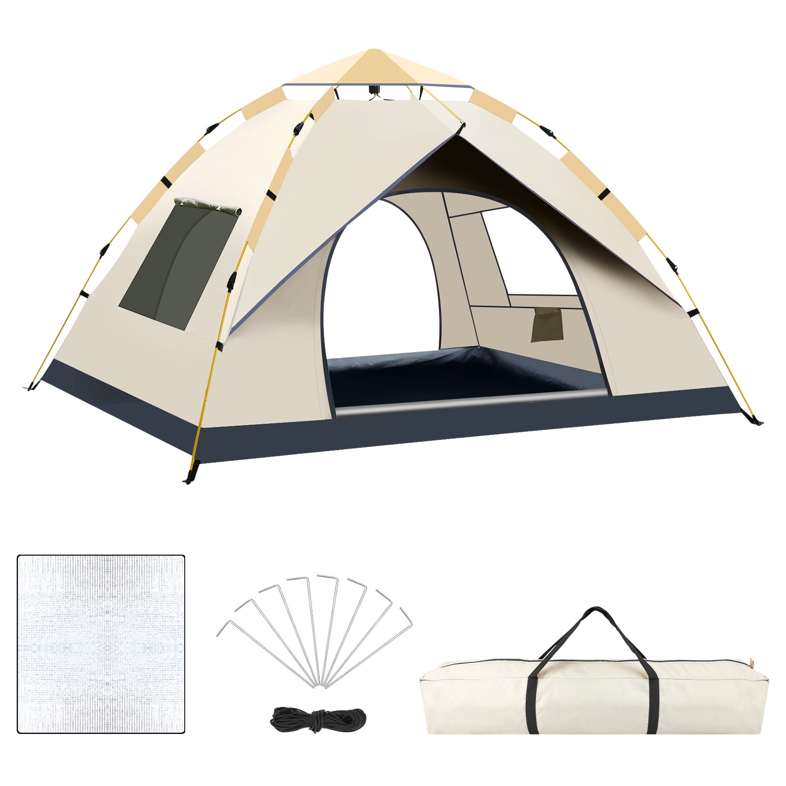 SAN LIKE Camping Tent 3/4 Person Tents for Family Camp Tent Waterproof Outdoor for Backpacking Hiking Easy Setup with Storage Bag,8 Ground ding,4 Windproof Rope(Green with Doors No Windows) - Image 28