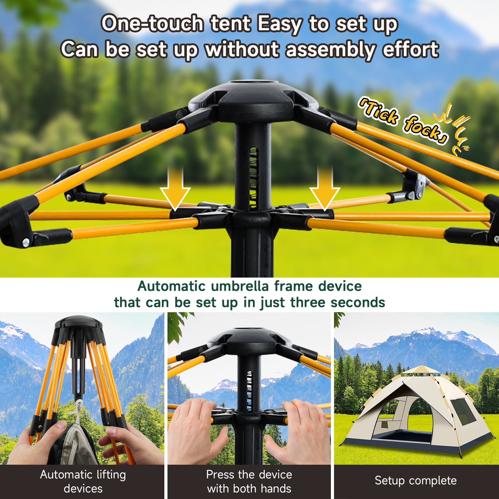 SAN LIKE Camping Tent 3/4 Person Tents for Family Camp Tent Waterproof Outdoor for Backpacking Hiking Easy Setup with Storage Bag,8 Ground ding,4 Windproof Rope(Green with Doors No Windows) - Image 31