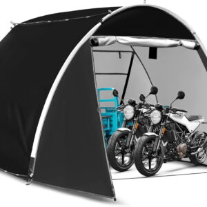 11.5’x6.9’x5.4’ Outdoor Extended and Wide Storage Tent with Rolling Zipper Door, Waterproof and UV Resistant Snowproof Storage Tent for 4-8 Bikes, Motorcycles or Large Motorcycles without Floor