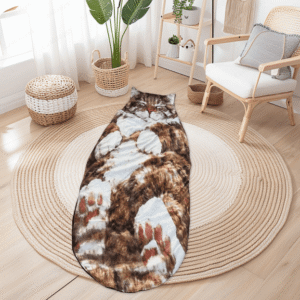 Adult Soft Sleeping Bag – Plush Cat Envelope Sleeping Bag for Camping, Sleepovers & Home Lounging, Washable Warm Blanket 69x31 IN