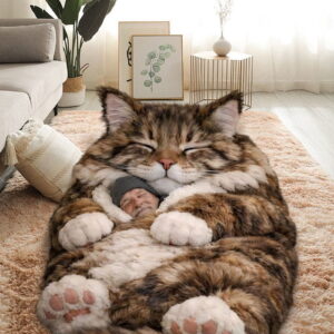 Adult Soft Sleeping Bag – Cute Plush Cat Envelope Sleeping Bag for Camping, Sleepovers and Home Lounging, Comfy Fuzzy Warm Blanket Washable, 68.9x31.5 inch