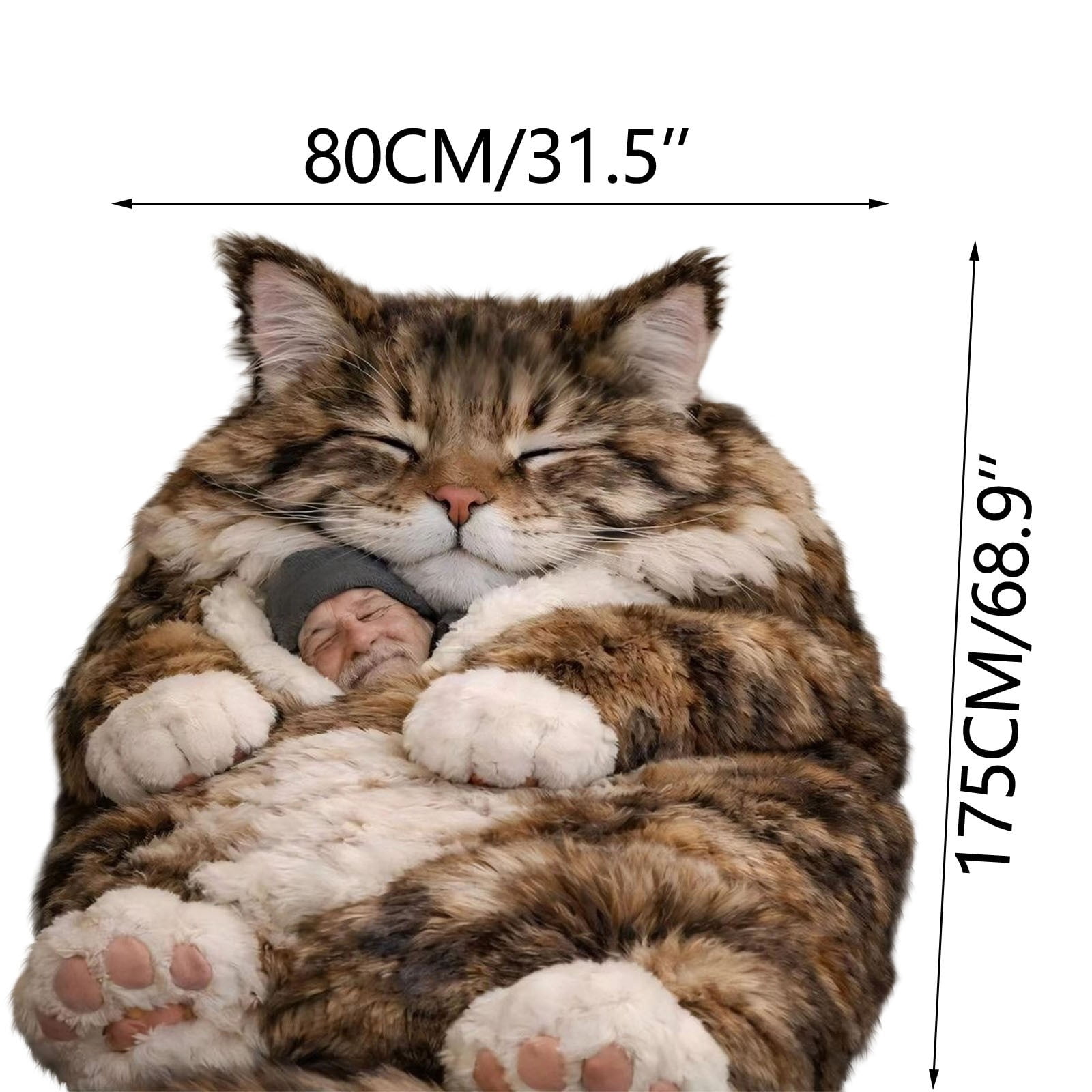 Adult Soft Sleeping Bag – Cute Plush Cat Envelope Sleeping Bag for Camping, Sleepovers and Home Lounging, Comfy Fuzzy Warm Blanket Washable, 68.9x31.5 inch - Image 3