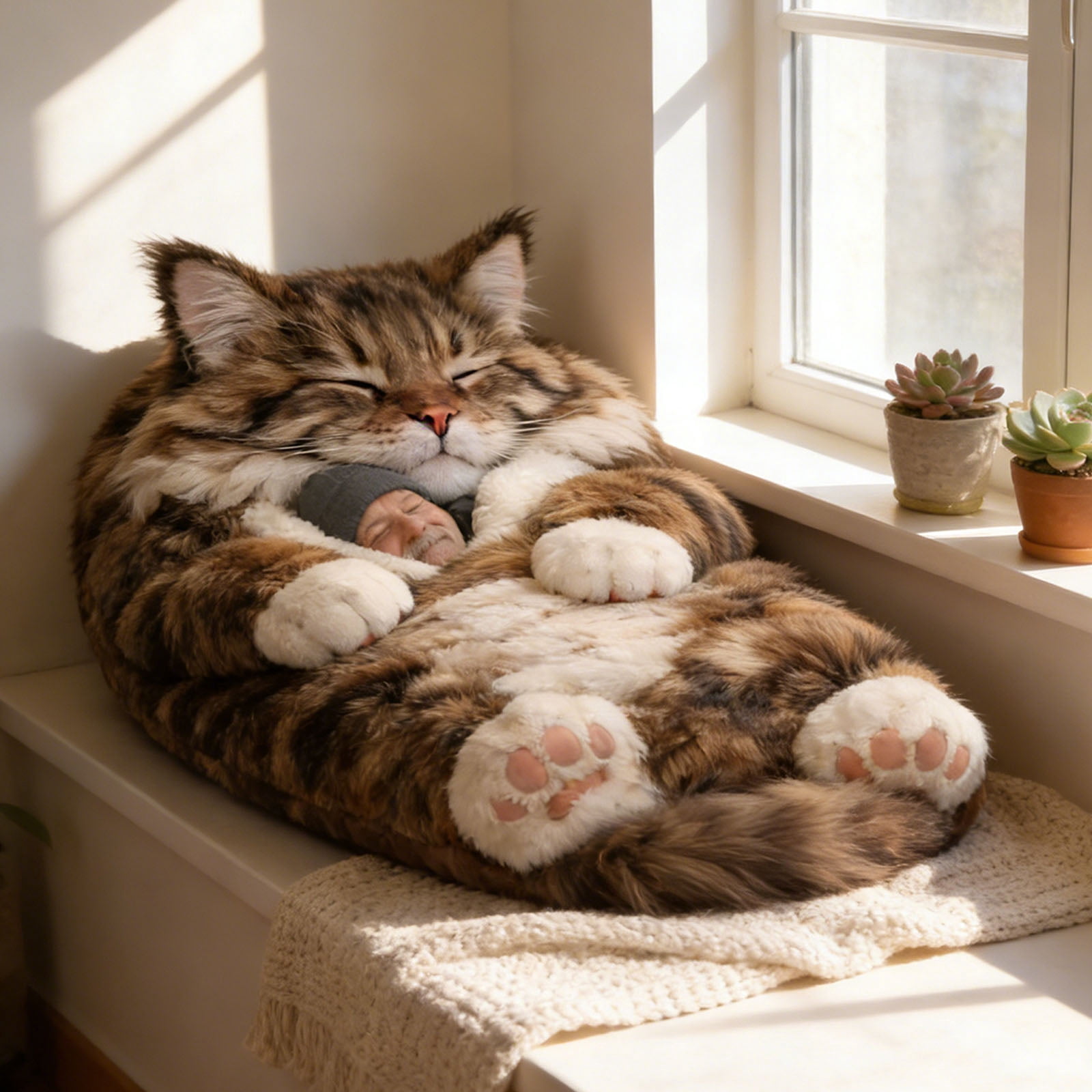 Adult Soft Sleeping Bag – Cute Plush Cat Envelope Sleeping Bag for Camping, Sleepovers and Home Lounging, Comfy Fuzzy Warm Blanket Washable, 68.9x31.5 inch - Image 6