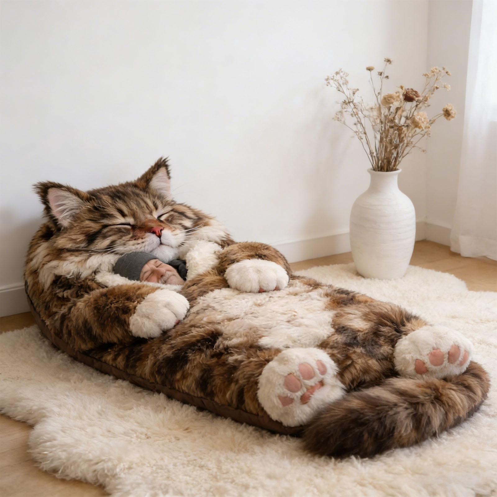 Adult Soft Sleeping Bag – Cute Plush Cat Envelope Sleeping Bag for Camping, Sleepovers and Home Lounging, Comfy Fuzzy Warm Blanket Washable, 68.9x31.5 inch - Image 7