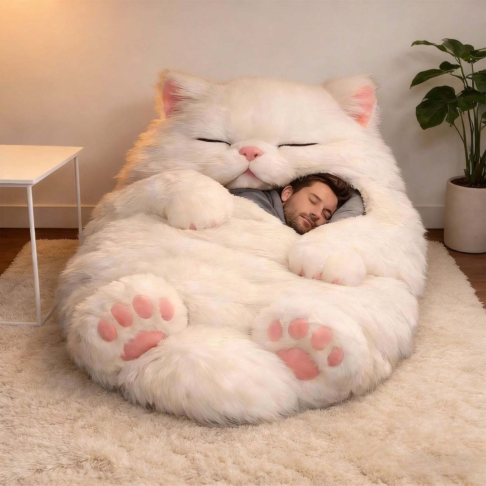 Adult Soft Sleeping Bag – Cute Plush Cat Envelope Sleeping Bag for Camping, Sleepovers and Home Lounging, Comfy Fuzzy Warm Blanket Washable, 68.9x31.5 inch - Image 9