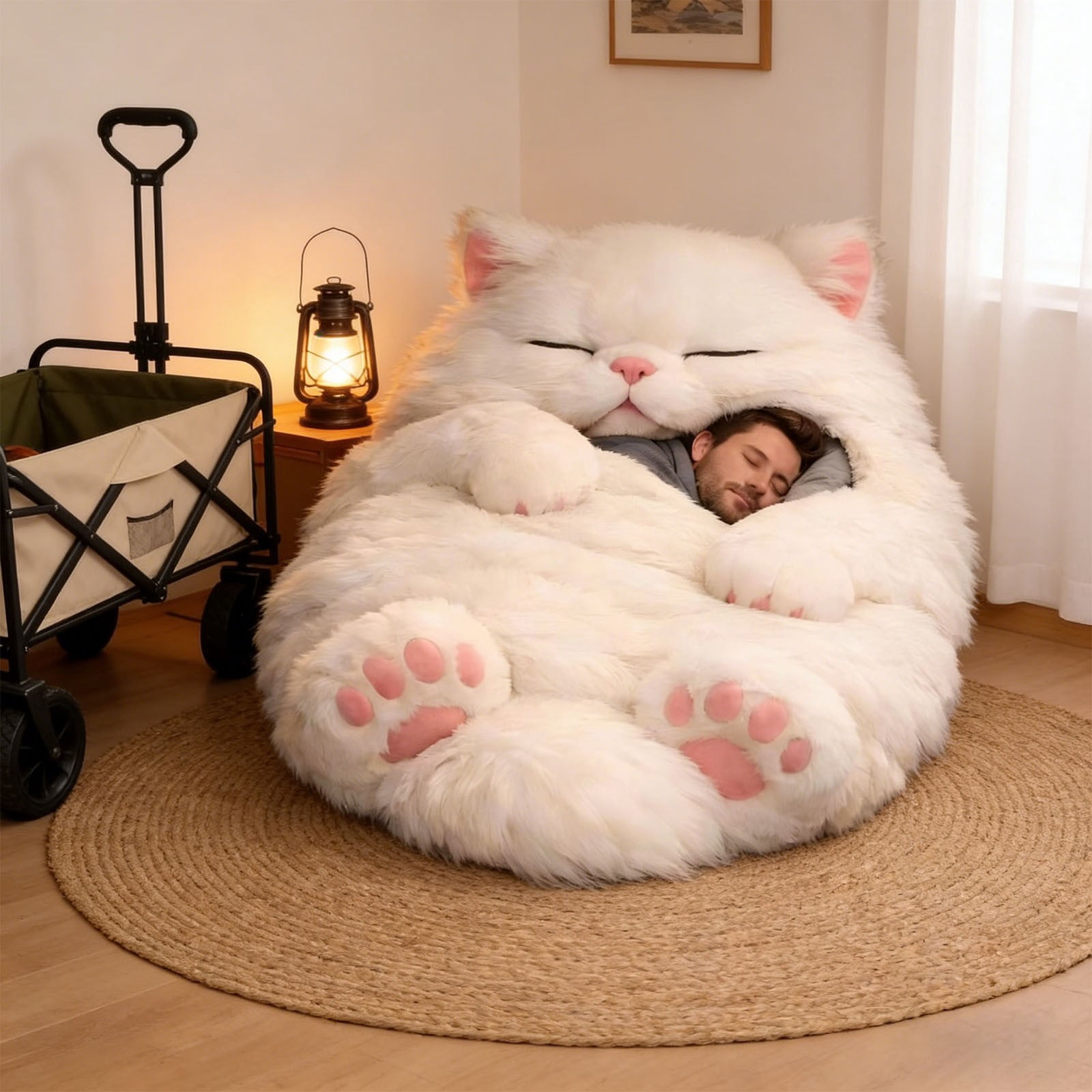 Adult Soft Sleeping Bag – Cute Plush Cat Envelope Sleeping Bag for Camping, Sleepovers and Home Lounging, Comfy Fuzzy Warm Blanket Washable, 68.9x31.5 inch - Image 12