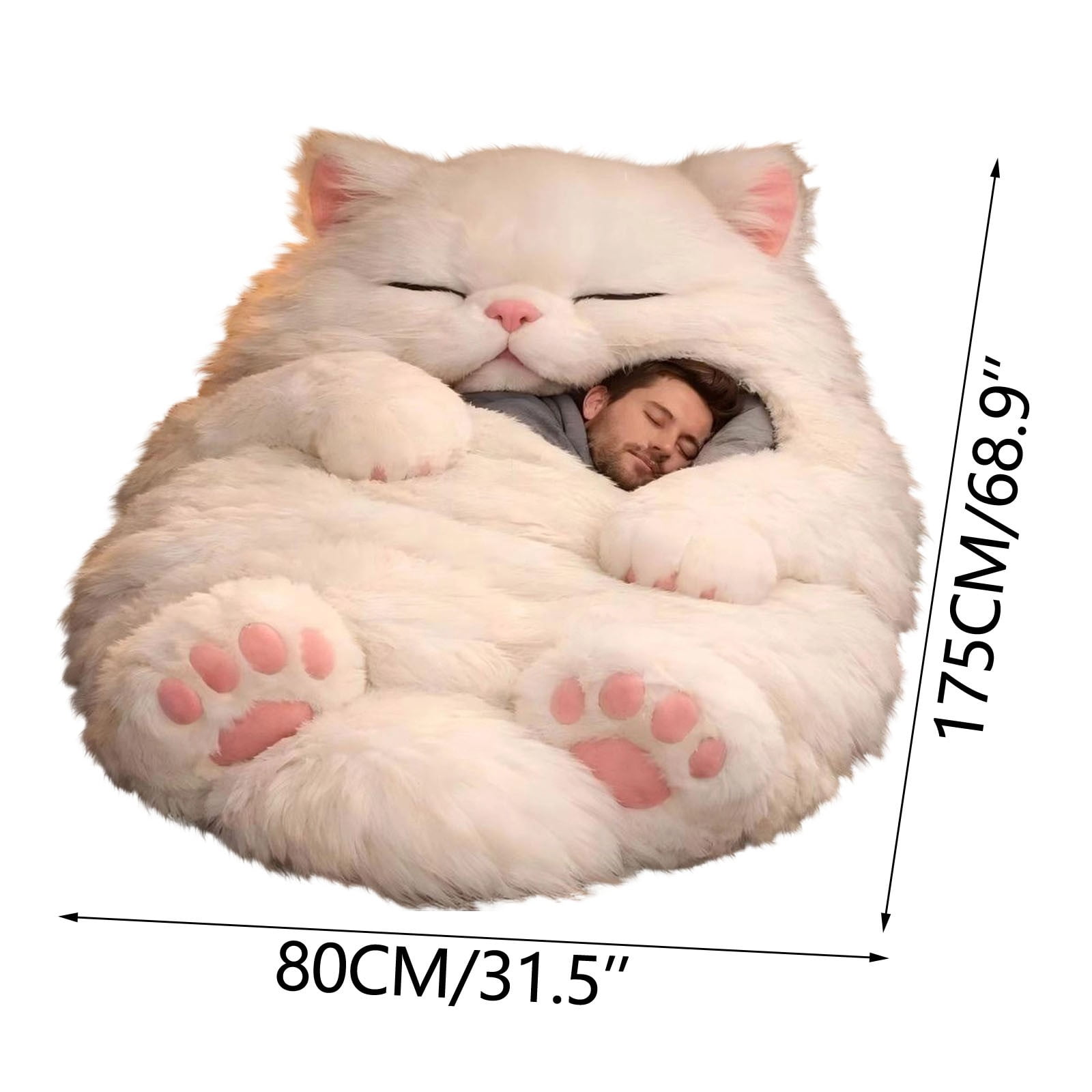 Adult Soft Sleeping Bag – Cute Plush Cat Envelope Sleeping Bag for Camping, Sleepovers and Home Lounging, Comfy Fuzzy Warm Blanket Washable, 68.9x31.5 inch - Image 13