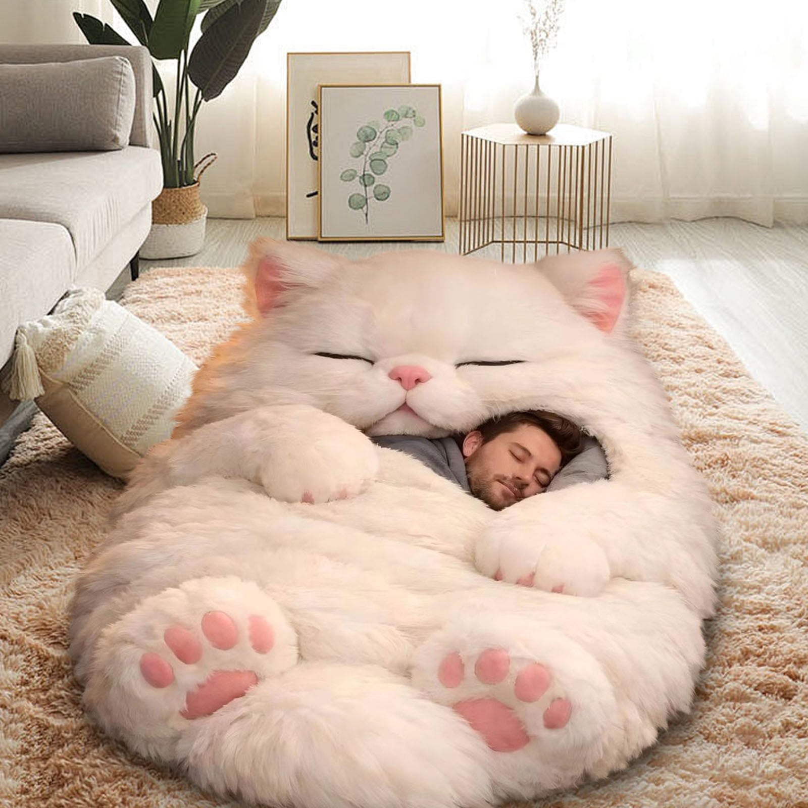 Adult Soft Sleeping Bag – Cute Plush Cat Envelope Sleeping Bag for Camping, Sleepovers and Home Lounging, Comfy Fuzzy Warm Blanket Washable, 68.9x31.5 inch - Image 14