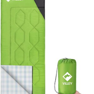 VILLEY Lightweight Sleeping Bag with Carrying Bag, 3-Season Gear for Adults & Kids, Ideal for Backpacking, Hiking, and Outdoor Use in Spring, Summer, Fall