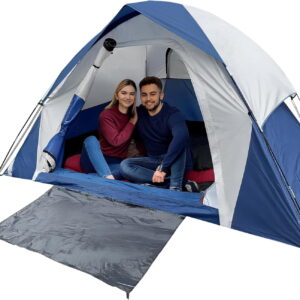 XL 4 Person Dome Camping Tent, Double Layer Waterproof, Removable Rain Fly, for Outdoor Hiking, Fishing