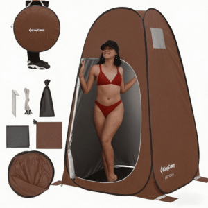 KingCamp Pop Up Shower Tent, Portable Camping Privacy Tent, Waterproof Dressing Changing Room Easy Setup, Toilet Tent with Carry Bag for Beach, Camping, Hiking, Coffee