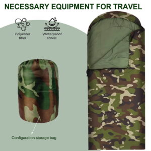 Cold Weather Sleeping Bag for Adults, 5°F-32°F, Lightweight, Waterproof with Heat Retention, Stuff Sack & Snag-Free Zipper | Ideal for Camping, Sleepovers,  Guests (Green)