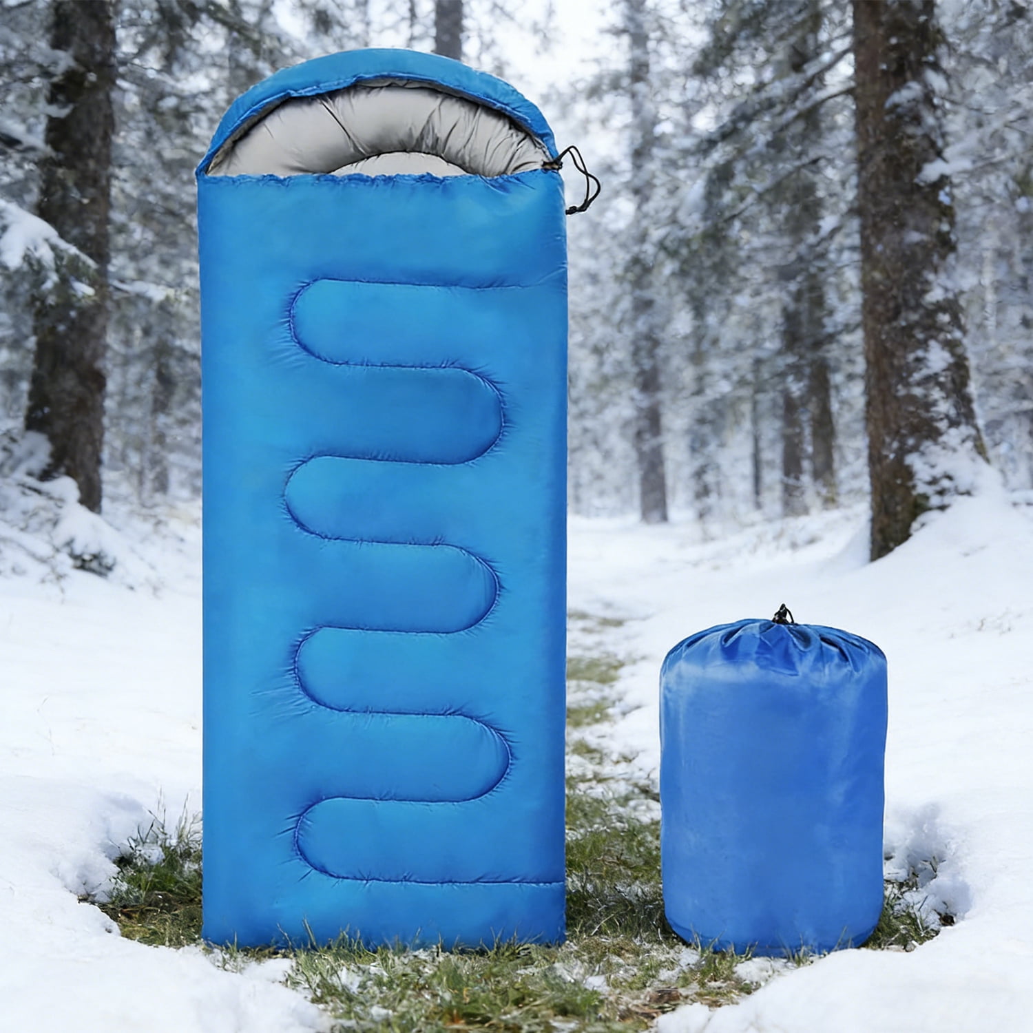 Heavy-Duty Blue Sleeping Bag (32.7" x 9.8") - 3-Season Waterproof Sleeping Bag for Camping, Hiking and Backpacking - Image 2