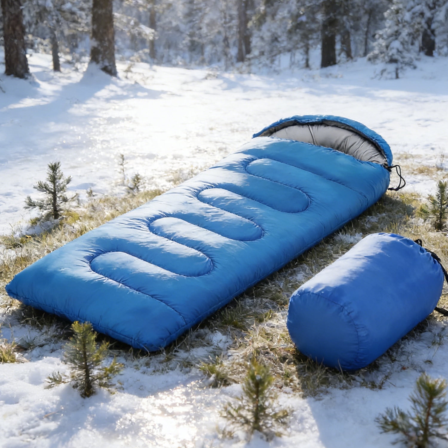Heavy-Duty Blue Sleeping Bag (32.7" x 9.8") - 3-Season Waterproof Sleeping Bag for Camping, Hiking and Backpacking - Image 3