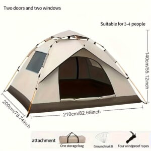 1-4 Person Automatic Instant Setup All-Season Camping Tent (Windproof Lightweight)