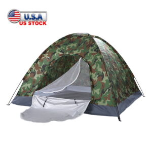 Tcbosik Tent with Carrying Bag for Camping, 3-4 Person Camping Dome Tent, Lightweight Portable Tent for Outdoor Camping/Hiking, Camouflage