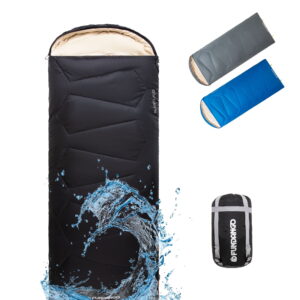 FUNDANGO One Person Black Camping Sleeping Bags for Adults Teens 87"*30" Compact Black Sleeping Bags for Backpacking, Hiking & Camping with Compression Sack, 39.2°F-62.6°F, 2.5lbs, Black