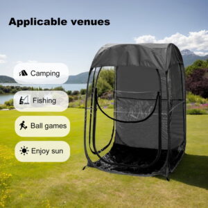 Compact Portable Pop Up Sports Tent Black Polyester Material Ideal Shelter For Fishing Camping Outdoor Sports