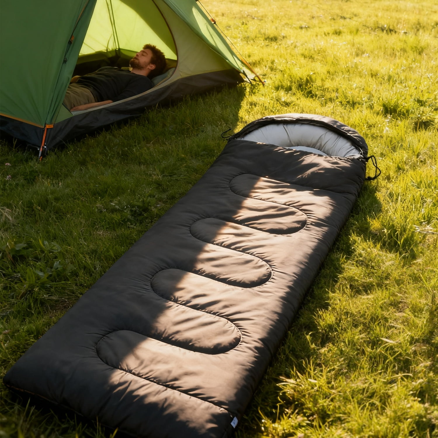 Cold Weather Sleeping Bag for Adults, 5°F-32°F, Lightweight, Waterproof with Heat Retention, Stuff Sack & Snag-Free Zipper | Ideal for Camping, Sleepovers, Guests (Black) - Image 2