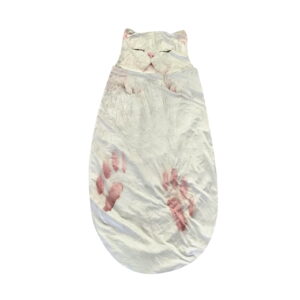 CCT Compactable Sleeping Plush Cat Sleeping Bag Soft Envelope-Style Sleeping Bag for Camping Sleepovers and Cozy Indoor Lounging Cozy Flannel Blanket Pouch 69×31 Inch Happy Nappers Sleeping Bag