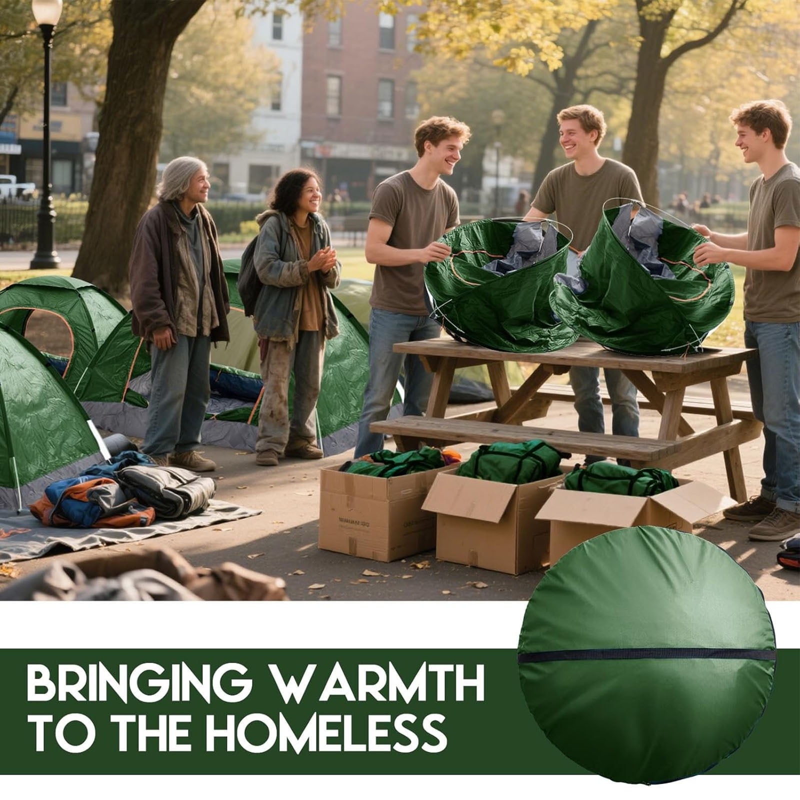 Outdoor Camping Tent, 1-2 Person Folding Pop up Tent, Easy Setup & UV Protection, Waterproof Lightweight Backpacking Dome Tents for Family, Hiking, Outdoor, Travel, Picnic, Green - Image 4