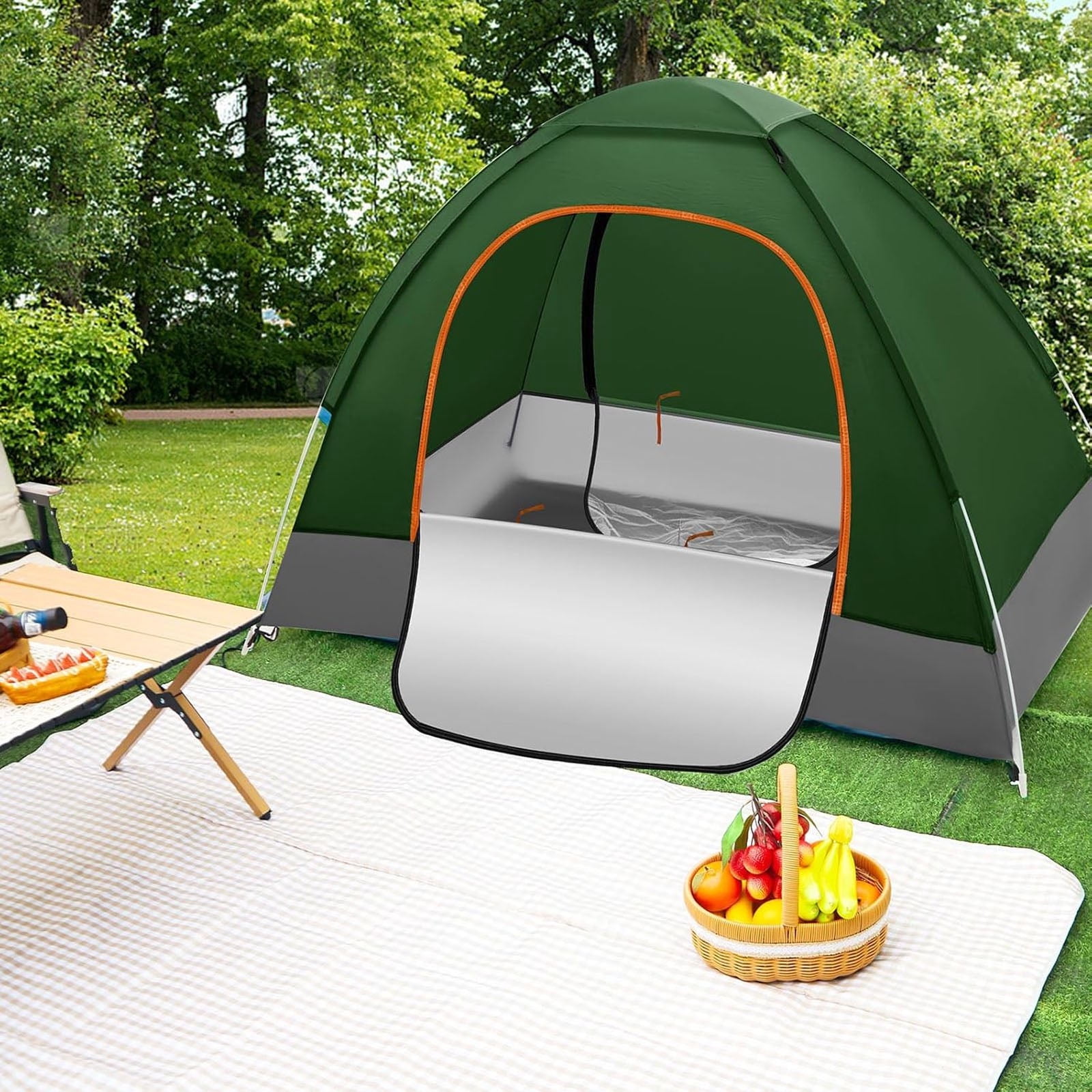 Outdoor Camping Tent, 1-2 Person Folding Pop up Tent, Easy Setup & UV Protection, Waterproof Lightweight Backpacking Dome Tents for Family, Hiking, Outdoor, Travel, Picnic, Green - Image 6