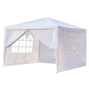 DECMAY 3 x 3m Four Sides Portable Home Use Waterproof Tent with Spiral Tubes White